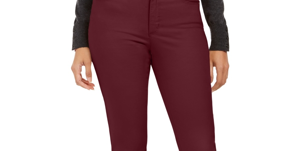Calça jeans feminina Lexington reta Charter Club, tamanho 6, vinho