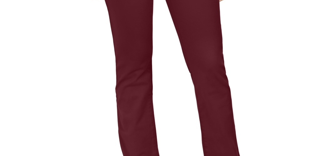 Calça jeans feminina Lexington reta Charter Club, tamanho 6, vinho
