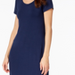 Vestido longo feminino estilo &amp; co, decote redondo, azul, tamanho pequeno pequeno