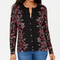 Karen Scott Cardigan Feminino com Estampa Floral e Botões, Médio, Vermelho, Tamanho Extra Pequeno