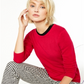 Suéter de cashmere feminino com gola redonda Charter Club, vermelho, tamanho X-S