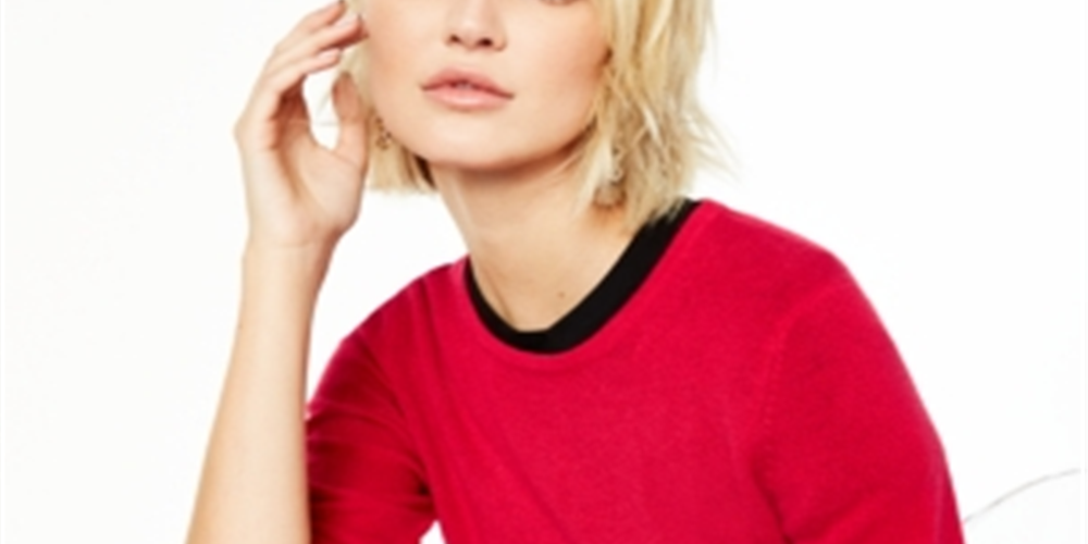 Suéter de cashmere feminino com gola redonda Charter Club, vermelho, tamanho X-S