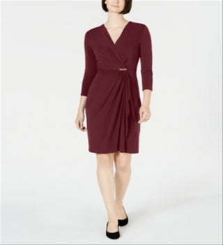 Charter Club Women's Faux Wrap Dress Red Size Petite X-Large