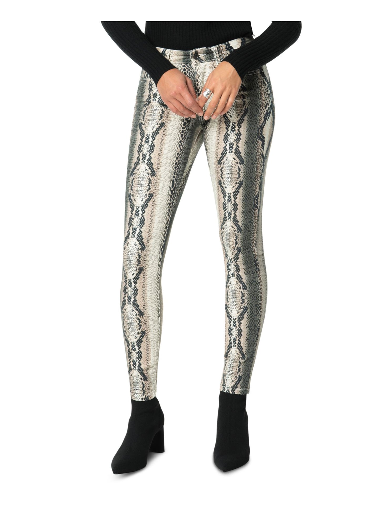 Calça jeans feminina Joe's com zíper e estampa animal, marrom, cobra, tamanho 27