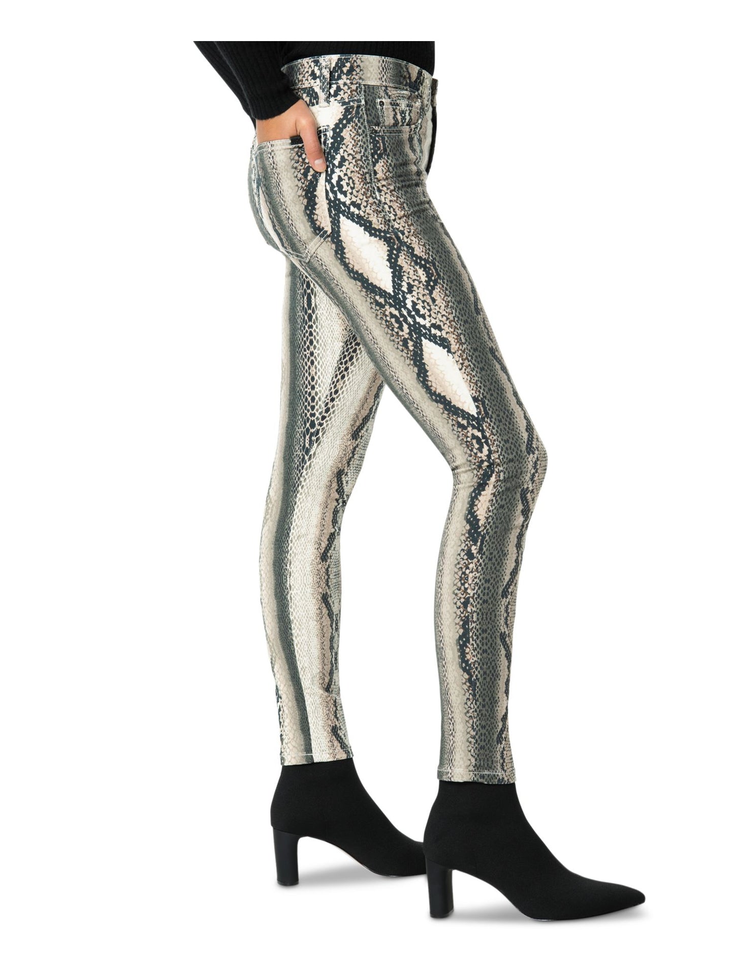 Calça jeans feminina Joe's com zíper e estampa animal, marrom, cobra, tamanho 27
