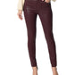 Calça jeans skinny feminina Joe's Charlie Denim de cintura alta, tamanho 28, vinho
