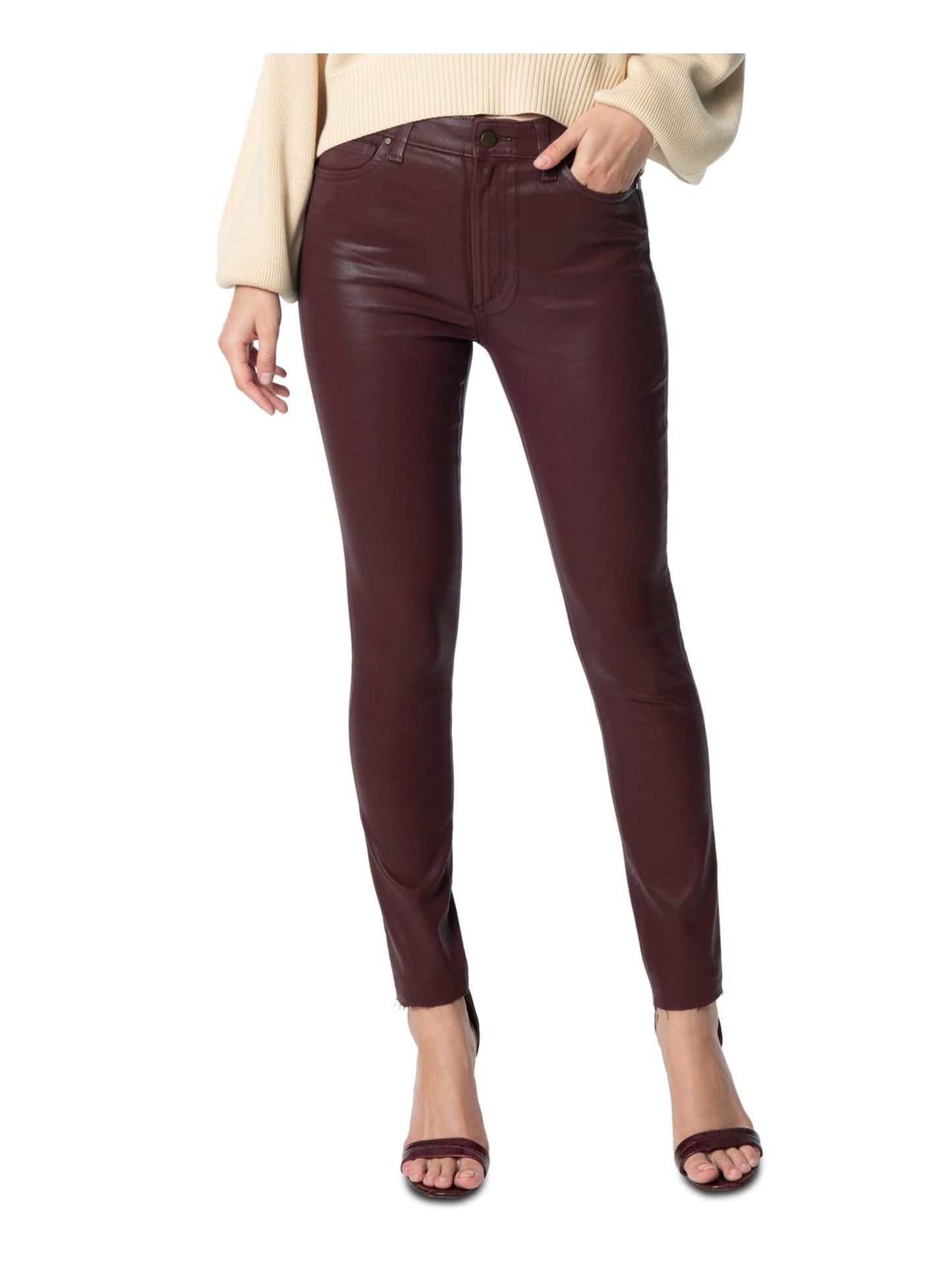 Calça jeans skinny feminina Joe's Charlie Denim de cintura alta, tamanho 28, vinho