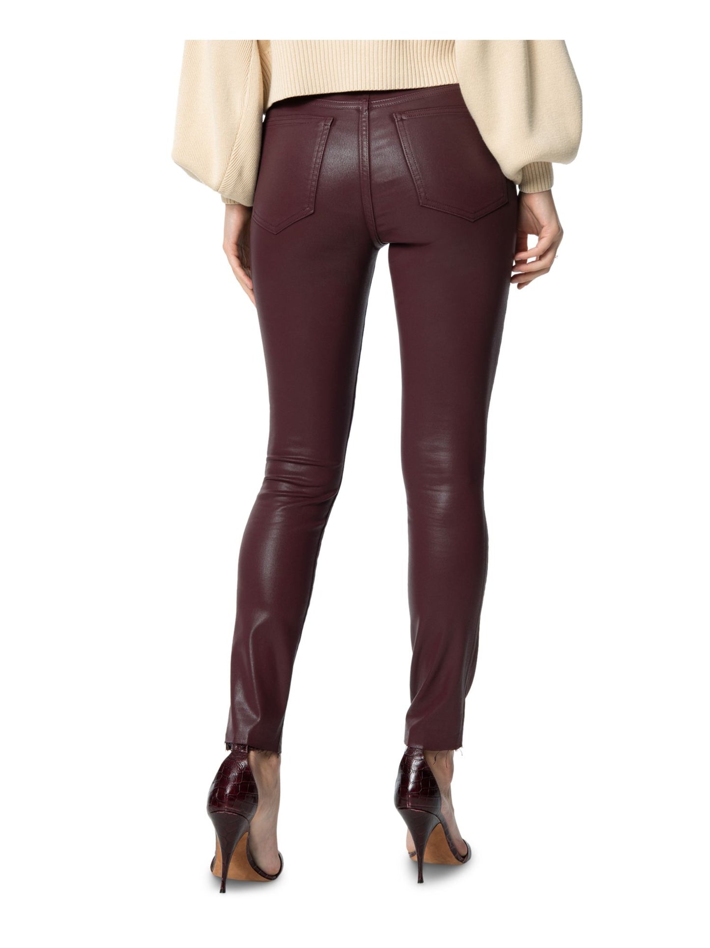 Calça jeans skinny feminina Joe's Charlie Denim de cintura alta, tamanho 28, vinho