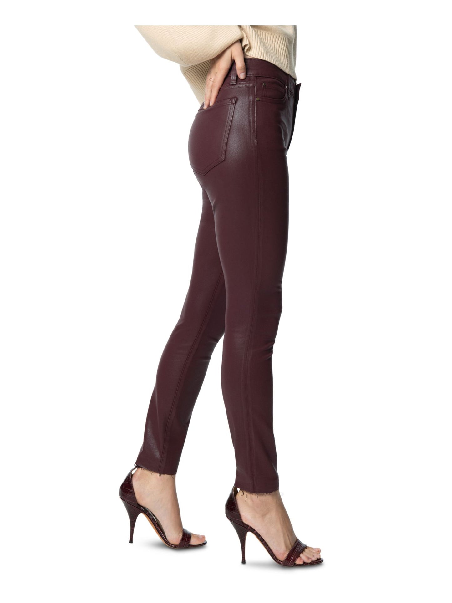 Calça jeans skinny feminina Joe's Charlie Denim de cintura alta, tamanho 28, vinho