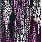 Top feminino estampado com decote redondo e manga comprida JM Collection, preto/rosa, tamanho 0X