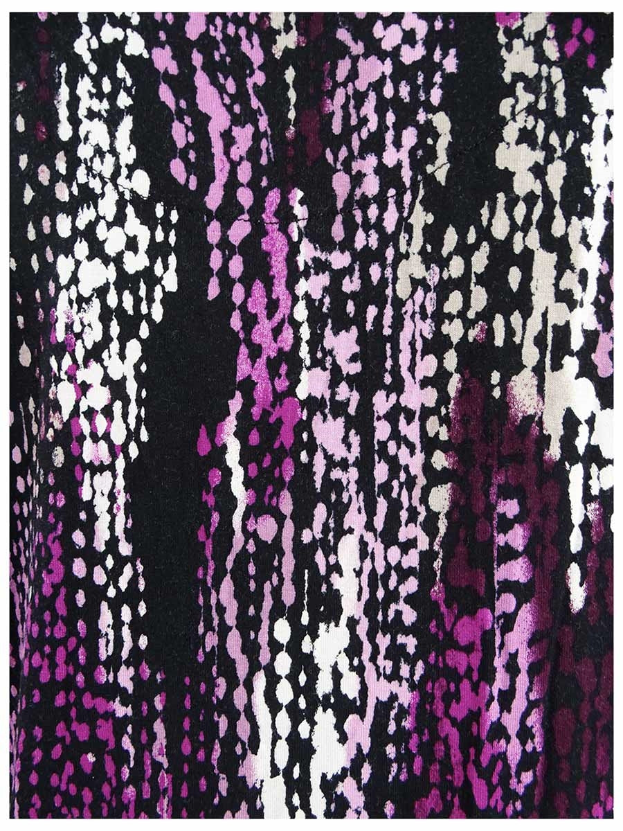 Top feminino estampado com decote redondo e manga comprida JM Collection, preto/rosa, tamanho 0X