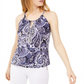 INC International Concepts Top Halter Estampado Feminino Azul Tamanho Pequeno Grande