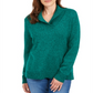 Karen Scott Suéter Feminino de Algodão Marmorizado com Gola Xale Verde Tamanho XXG