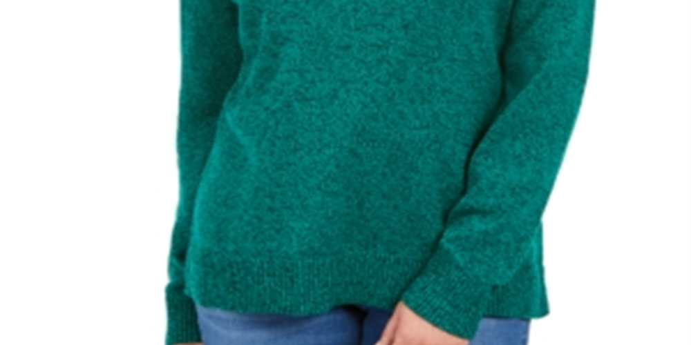 Karen Scott Suéter Feminino de Algodão Marmorizado com Gola Xale Verde Tamanho XXG