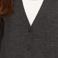 Cardigan feminino de lã merino com decote em V, cinza, tamanho médio