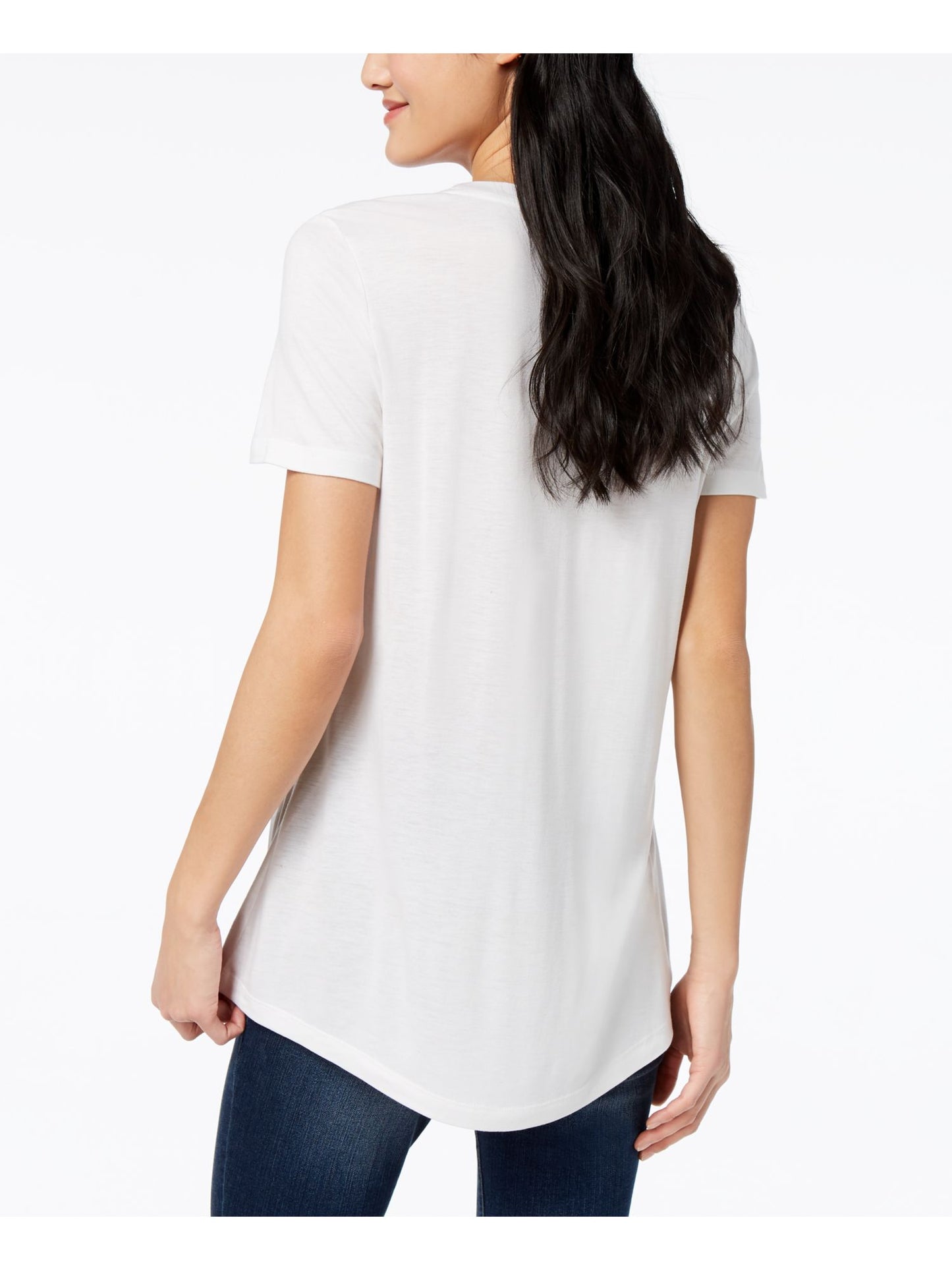 Camiseta feminina de manga curta e gola redonda Maison Jules, branca, tamanho XX-G