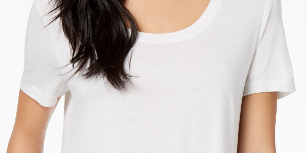 Camiseta feminina de manga curta e gola redonda Maison Jules, branca, tamanho XX-G