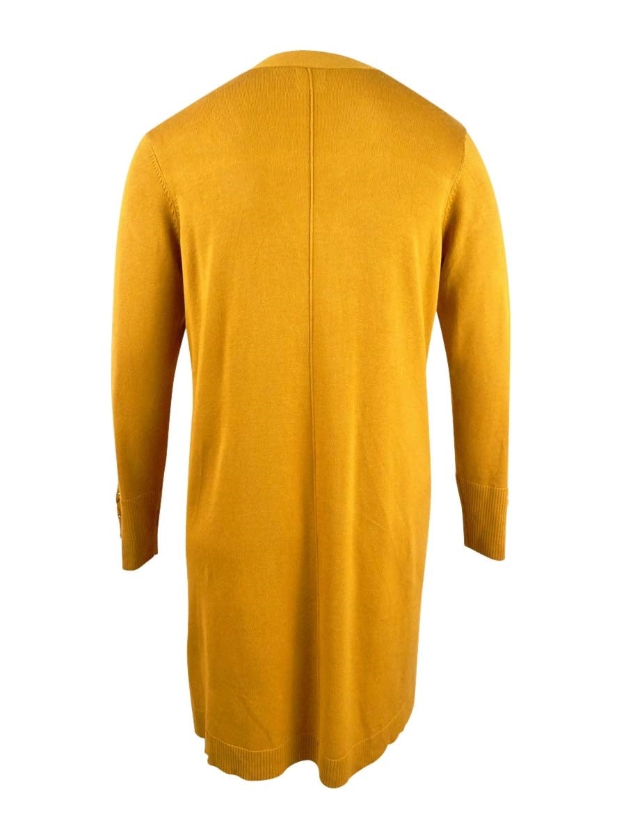 Cardigan feminino com cadarço e punho, amarelo, tamanho 1X, da coleção JM