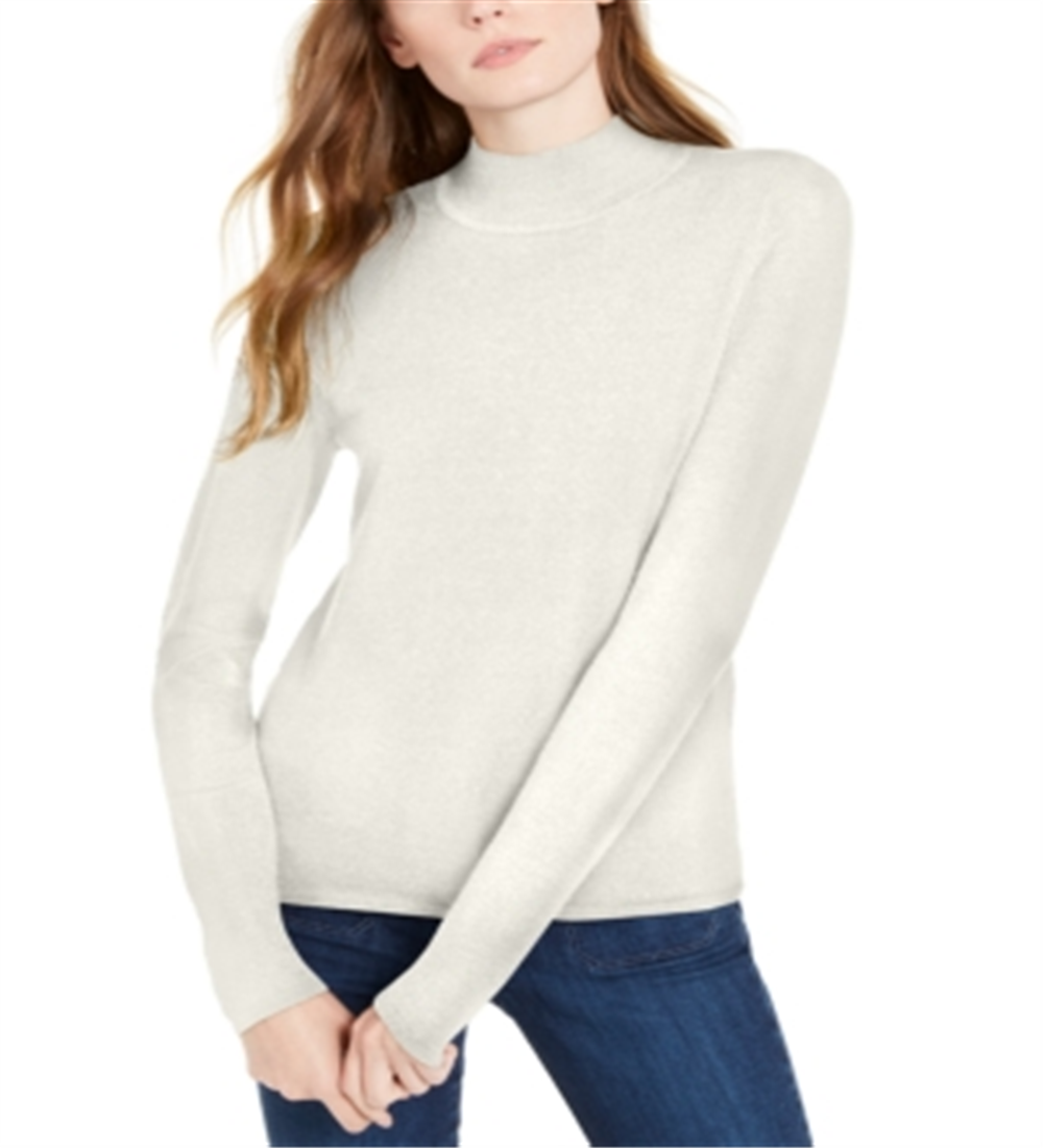 Suéter feminino Maison Jules com gola falsa, branco, tamanho XX-G