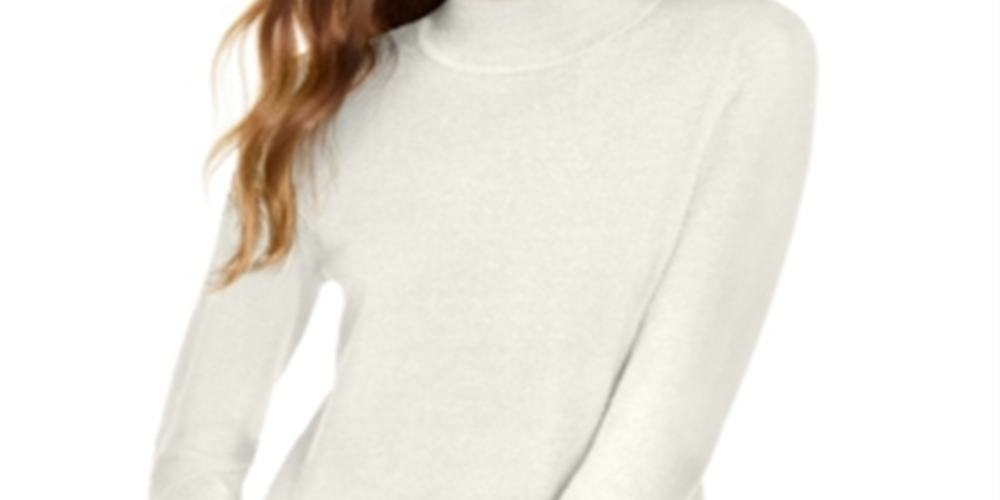 Suéter feminino Maison Jules com gola falsa, branco, tamanho XX-G
