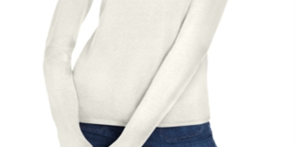 Suéter feminino Maison Jules com gola falsa, branco, tamanho XX-G