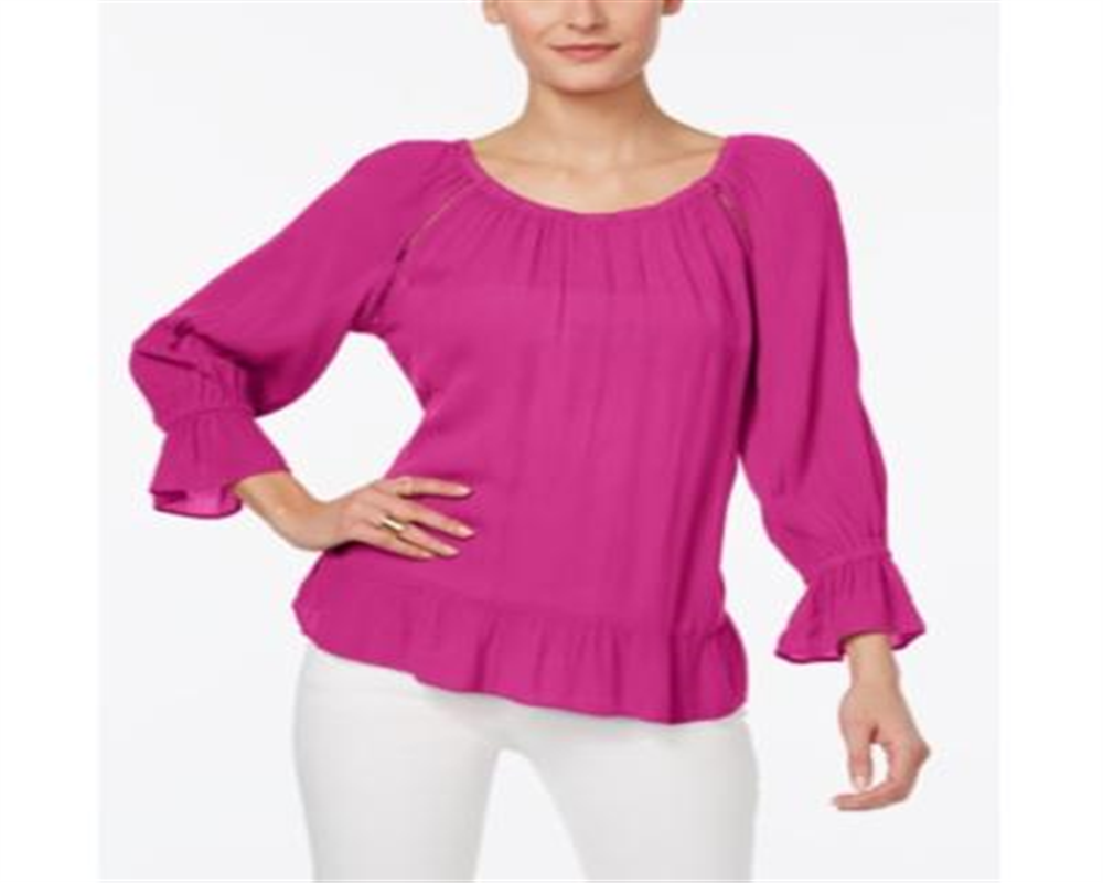 Blusa de crepe camponesa feminina INC International Concepts, tamanho magenta - Petite XL