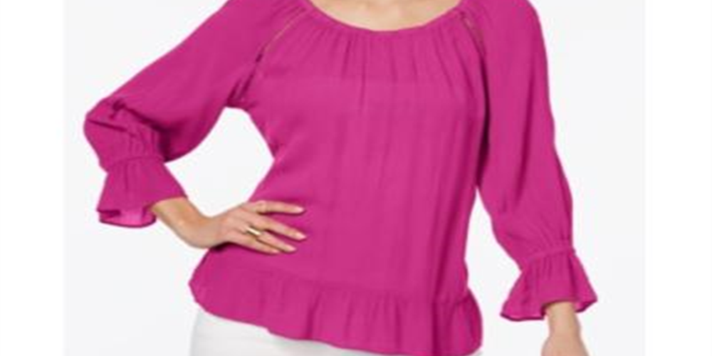 Blusa de crepe camponesa feminina INC International Concepts, tamanho magenta - Petite XL