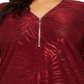 JM Collection Top feminino plus size metálico com estampa animal e zíper, vermelho, tamanho 3X