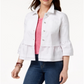 Jaqueta jeans feminina com babados Style &amp; Co, branca, tamanho XX-G