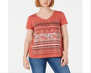 Camiseta feminina gráfica Style &amp; Co, coral, tamanho pequeno M