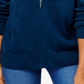 Karen Scott Cardigan Feminino com Zíper Frontal Azul Tamanho Grande