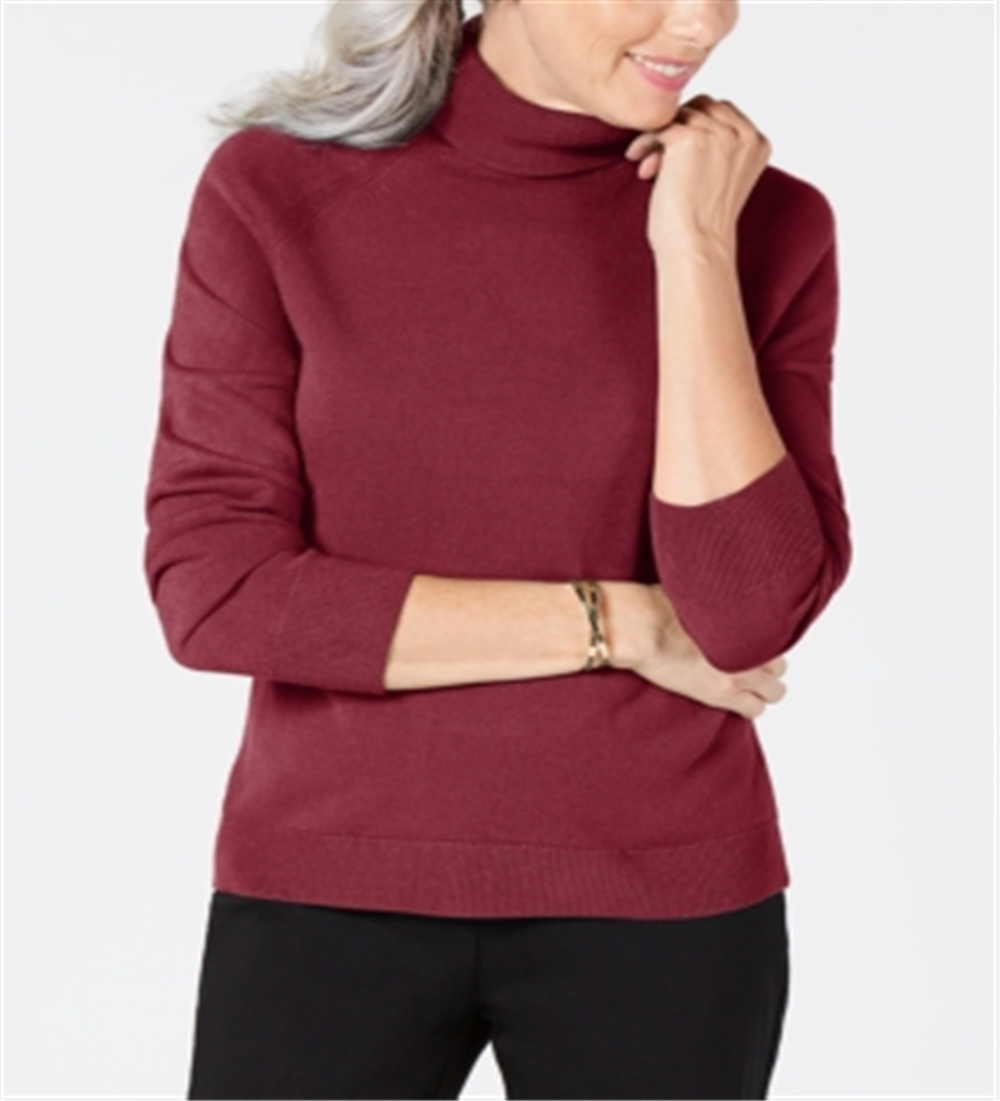 Karen Scott Suéter feminino de gola alta vermelho tamanho XX-G