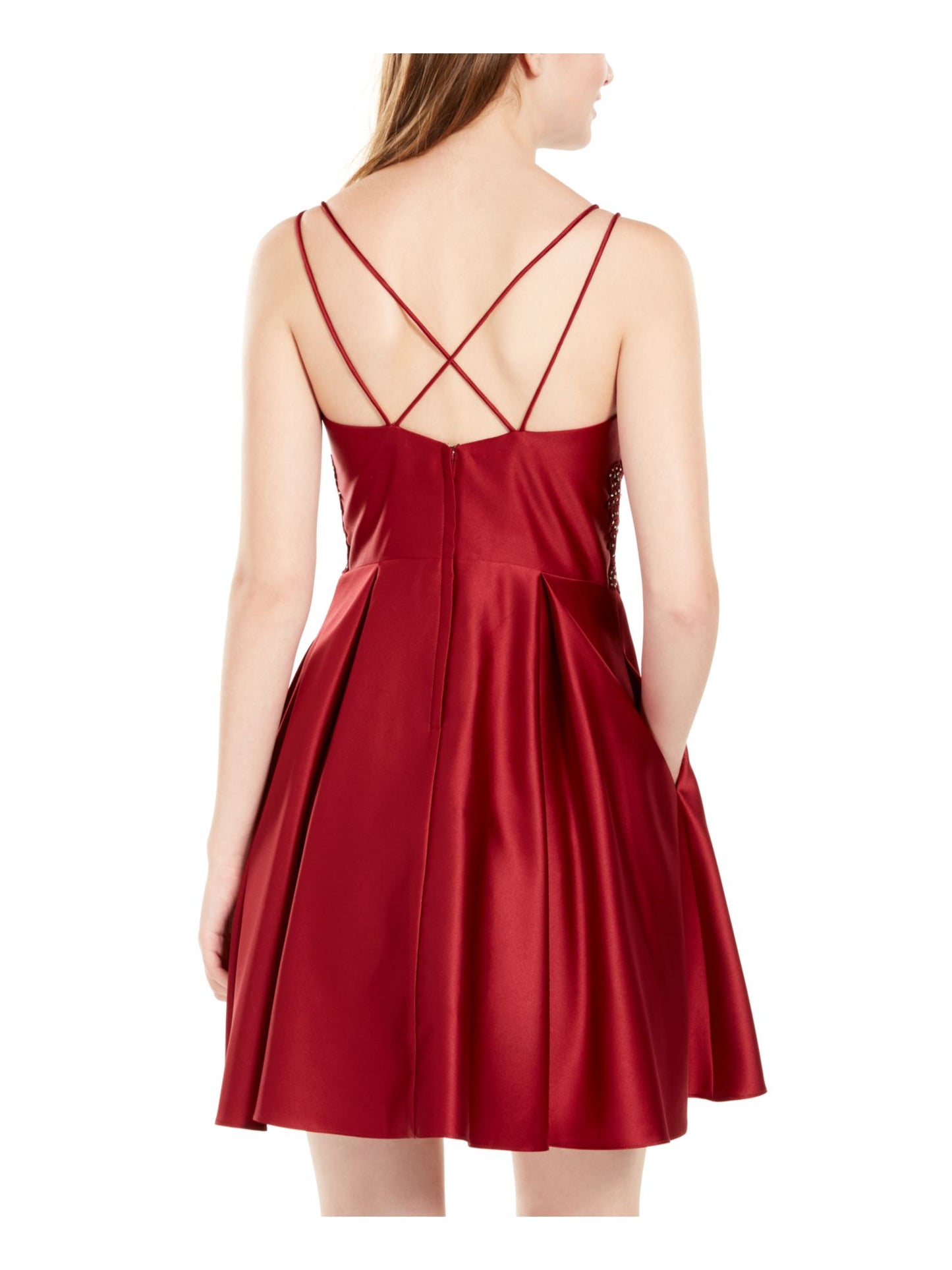 Vestido de coquetel curto com alças finas e decote quadrado Blondie Nites, roxo, tamanho 11