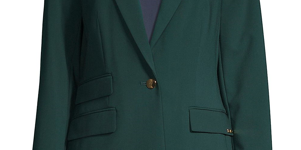 Calvin Klein Blazer Feminino com Três Bolsos e Um Botão Verde Tamanho 6