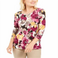Blusa feminina estampada em jacquard, roxa, tamanho pequeno GG, da coleção JM