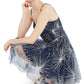 Vestido curto feminino Blondie Nites com lantejoulas, zíper, alças finas, decote coração, corte evasê, azul, tamanho 5