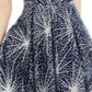 Vestido curto feminino Blondie Nites com lantejoulas, zíper, alças finas, decote coração, corte evasê, azul, tamanho 5