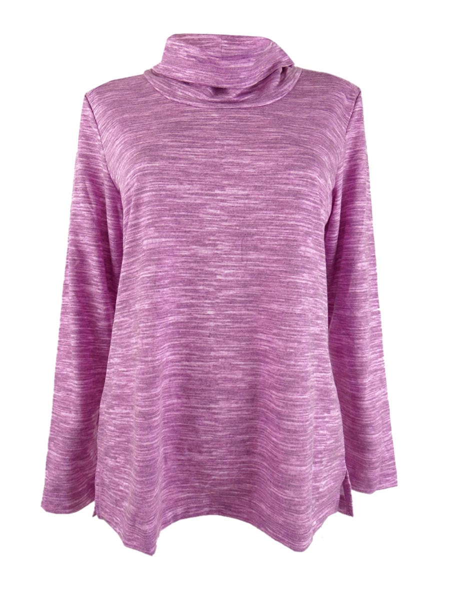 Karen Scott Sport Feminino Space Dyed Cowlneck Top Rosa Tamanho P