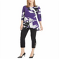 Blusa feminina estampada Alfani, roxa, tamanho pequeno, médio