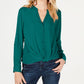 Blusa feminina com botões e frente torcida da INC International Concepts, verde, tamanho pequeno G