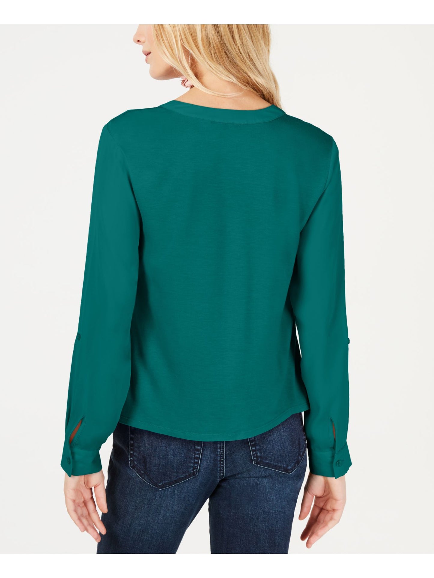 Blusa feminina com botões e frente torcida da INC International Concepts, verde, tamanho pequeno G