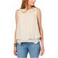 Top feminino com bainha em camadas e acabamento em renda estilo &amp; co, creme brulee, tamanho pequeno GG