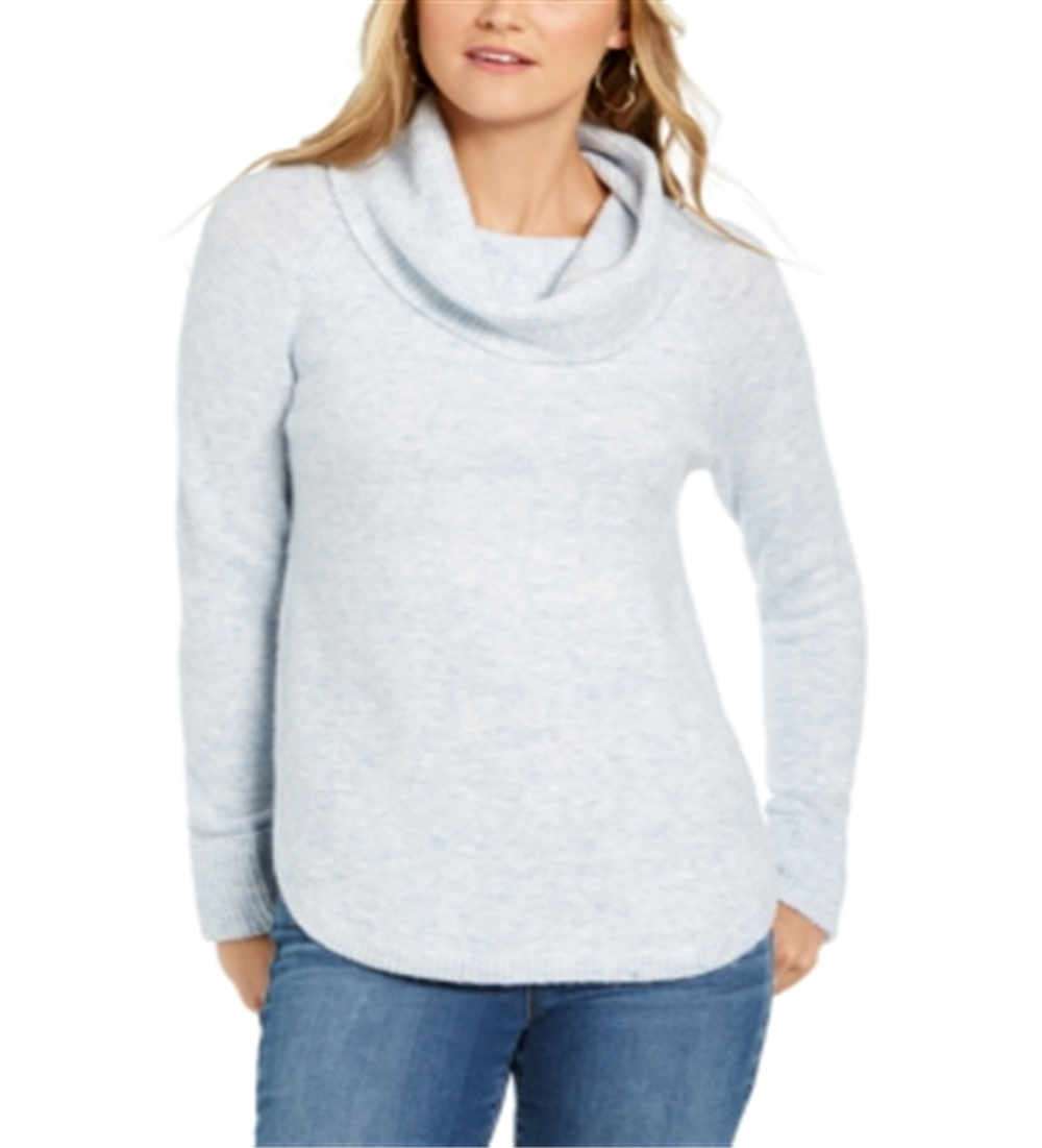 Suéter feminino com gola alta Style &amp; Co, azul, tamanho pequeno, médio