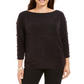 JM Collection Top Feminino Metálico com Manga Dividida e Fio Roxo Tamanho Grande