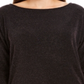 JM Collection Top Feminino Metálico com Manga Dividida e Fio Roxo Tamanho Grande