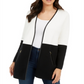 Cardigan feminino Charter Club Milano Cotton Colorblocked, branco, tamanho XX-G