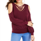 Thalia Sodi Top Feminino com Estampa Animal e Alças, Ombros Vazados, Roxo, Tamanho Médio