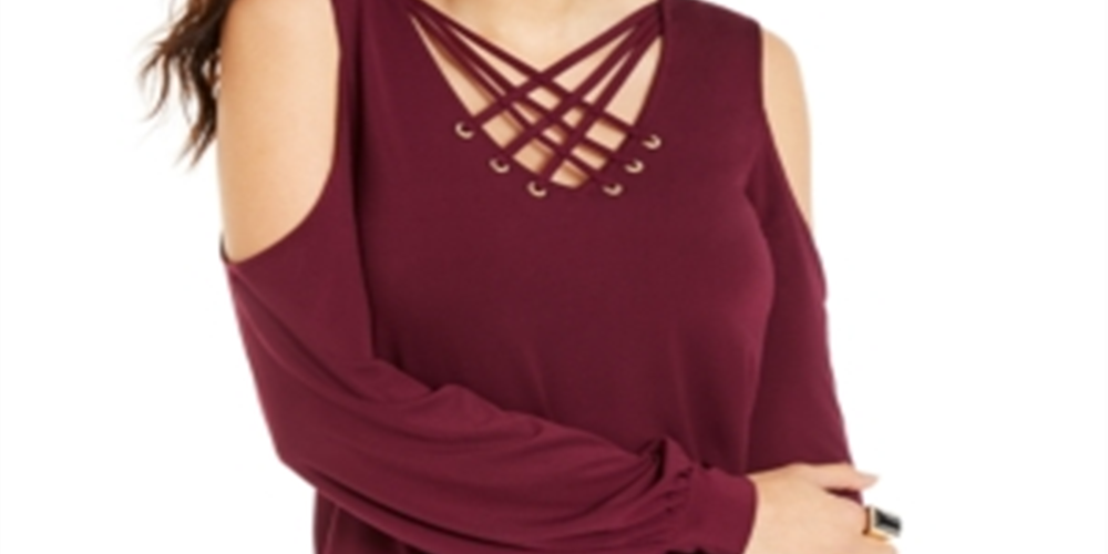 Thalia Sodi Top Feminino com Estampa Animal e Alças, Ombros Vazados, Roxo, Tamanho Médio
