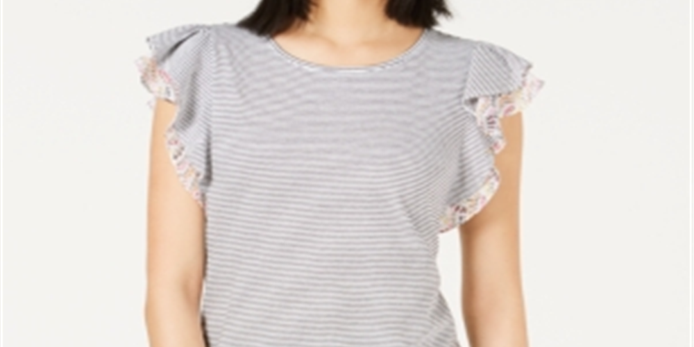 Blusa feminina com mangas bufantes Maison Jules, branca, tamanho XXS