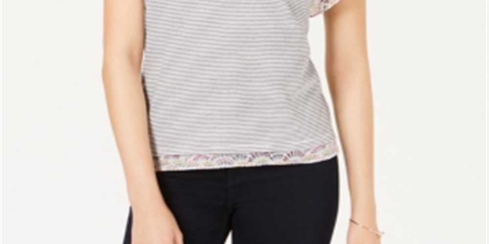 Blusa feminina com mangas bufantes Maison Jules, branca, tamanho XXS